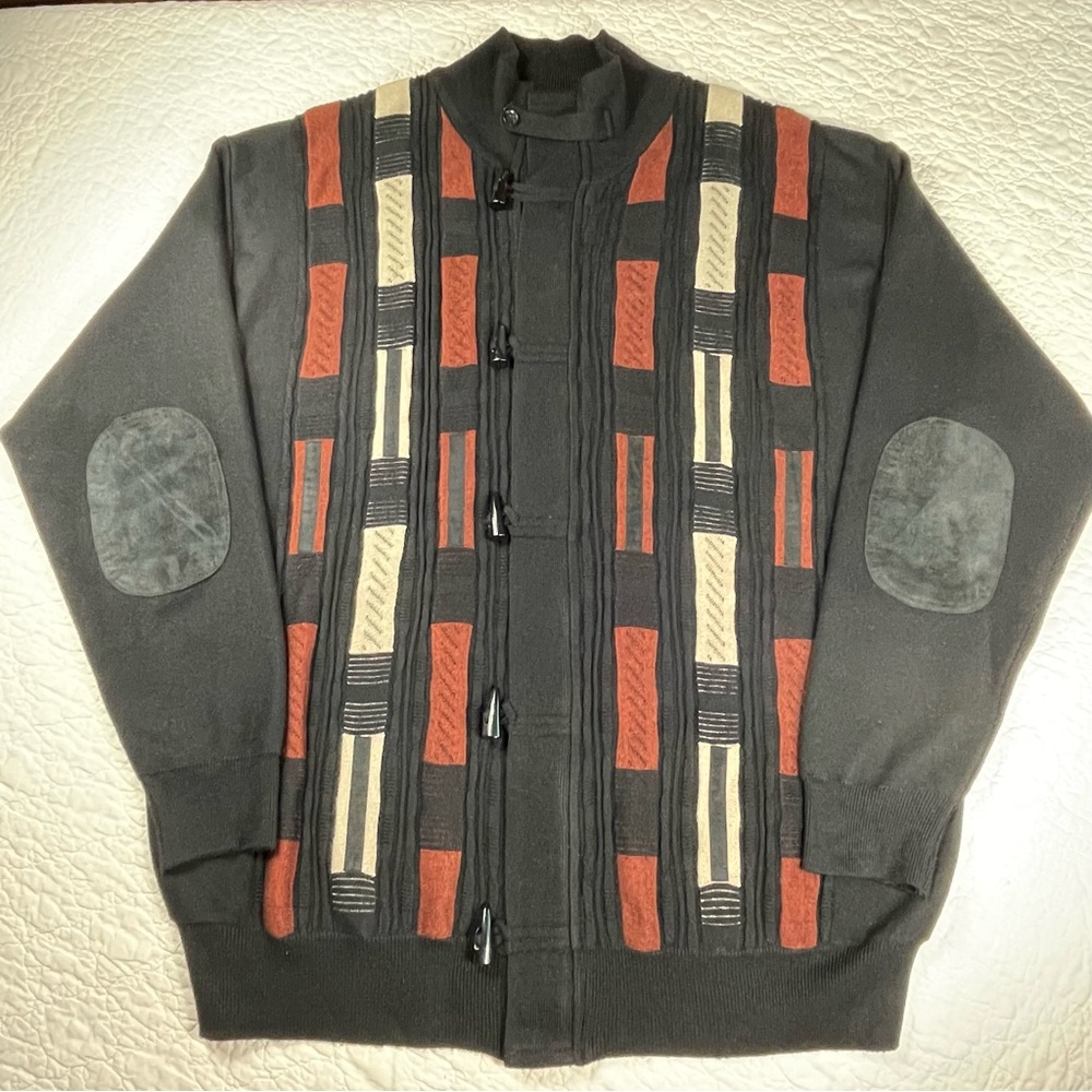 Silversilk Knit High Neck Zip Up & Button Grandpacore Men’s Sweater Size 4XL